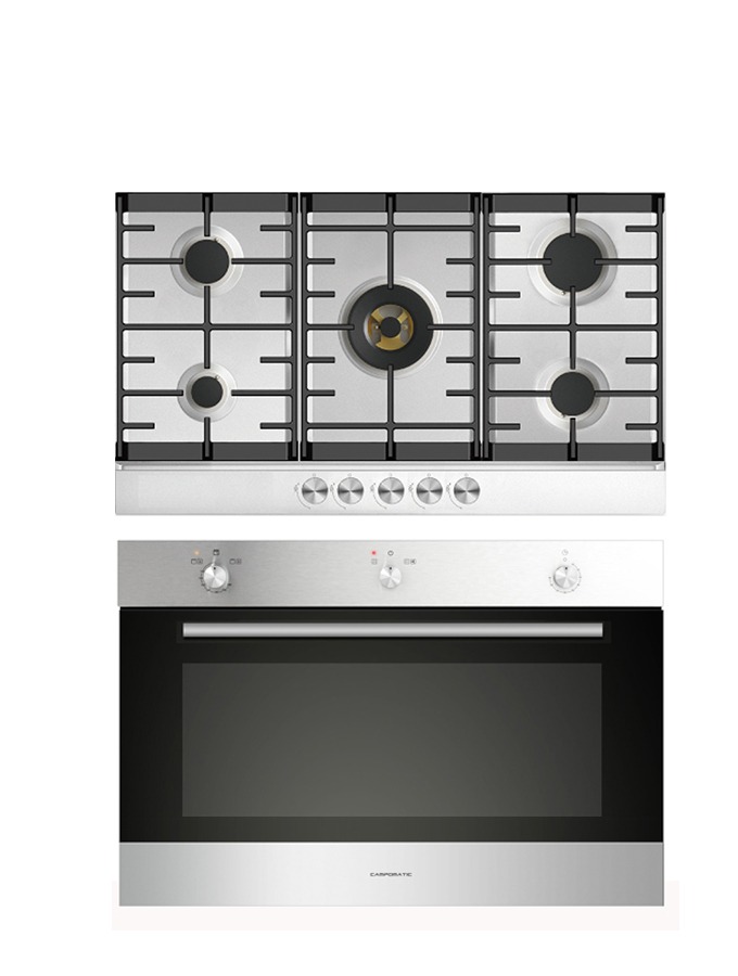 Bundle90inox Campomatic Built-in Bundle | 90cm Oven Gas/Gas +Top SxS - Image 1