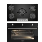 Campomatic Built-in Bundle | 90cm Oven Gas/Gas (Made In Italy) +Top Black Glass